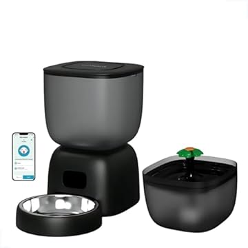 Alimentador Comedouro Wifi Smart Tuya Automático Programável para Cães e Gatos com Bebedouro Fonte de Agua Dispensador de alimentos inteligente Pet 2 em 1