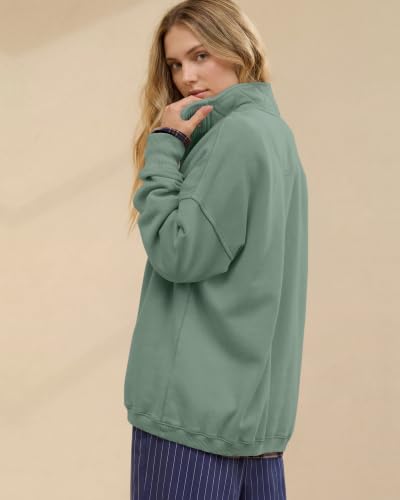 Image of Gacaky Sweatshirt for Women Oversized Henley Neck Pullover Top Fall Outfits | Oversized Silhouette, Quilted Placket Detail, Henley Sweatshirt, Comfort Soft Sweaters, Fall Winter Fashion Outfits Clothes