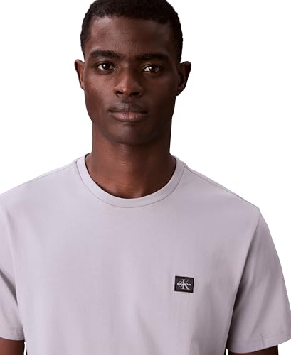 Calvin Klein Uomo T-Shirt Maniche Corte Badge Jersey Classic Tee In Cotone, Grigio (Formal Gray), S - 4