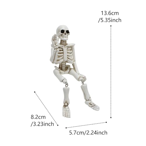 Realistic Funny Halloween Skeleton Decorations Skull Figurine Home Decor (White) - image 7