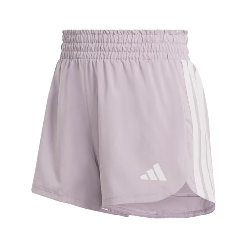 adidas Donna Pacer Workout Woven High Rise Shorts, preloved Fig/White, M 5 Inch