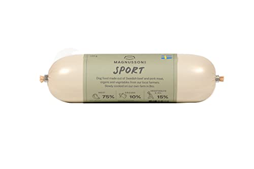 MAGNUSSONS Sport (12 x 650 G) | Geeignet für Welpen, Junghunde und Erwachsene Hunde Aller Rassen | Alleinfuttermittel | Dampfgegart | enthält frisches Fleisch vom Rind und Schwein