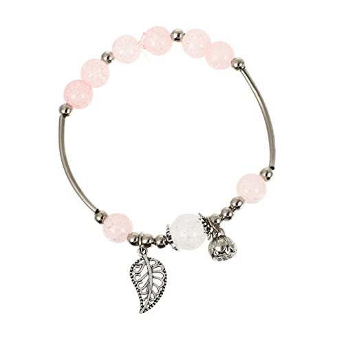Bracelet perle de bonbons femme bijou cristal rose breloque éléphant chance