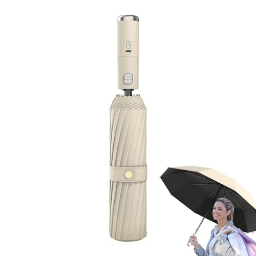 Sombrilla con ventilador, paraguas impermeable, paraguas de protección solar automático, paraguas de lluvia portátil resistente a los rayos UV, paraguas de lluvia ligero para parque, viaje, camping