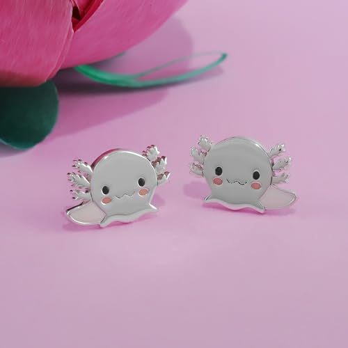 Boma Jewelry Sterling Silver Cute Axolotl Stud Earrings with Hand Painted Enamel3