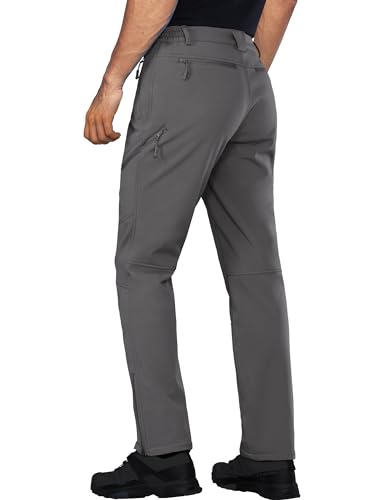 Stlight Mens Snow Ski Water Repellent Softshell Pants for Winter Hiking Fleece Lined Bottom Leg Zipper with 6 Zip Pockets - Image 3