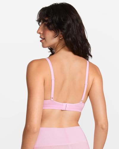 Image of Natrelax Modal Ribbed V Neck Bralette | Semi Sheer Fabric, Wireless Unlined, Double Layers, Adjustable Straps, No Underwire, Comfort Soft, Bras for Women