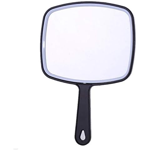 XPXKJ Handheld Mirror with Handle, for Vanity Makeup Home Salon Travel Use (Quadrilateral, Black) Cover