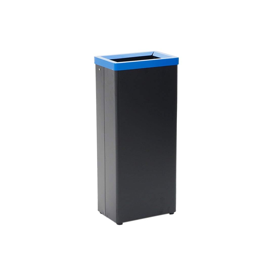 Danieli - Cestino per Raccolta Differenziata in Acciaio Nero Opaco. Pattumiera Modulare per Interni Raccogli Rifiuti. Coperchio in Acciaio Colorato Rimovibile. 42 L. (Blu)