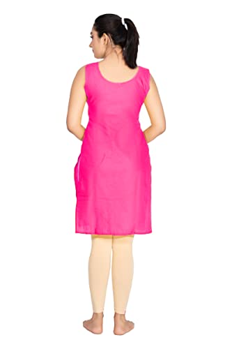 Image of Women's Cotton Long Camisole for Kurti /Suit Slip /Long Inner /Samij for Women Sameej /Knee Length Inner Wear /Sameez /Kurti Slip /Round Neck /Invisible
