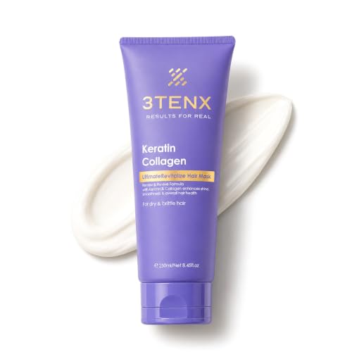 Image of 3TENX UltimateRevitalize Hair Mask | Strengthen & Repair Damage, Frizz, Brittle Hair with Keratin, Collagen | Salon Grade, Color Safe, Heat Protection | No Parabens, Sulphates | All Hair Types - 250ml
