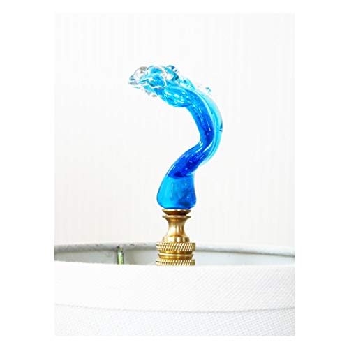 SOLD! FINIAL - Handmade Aqua Blue Venetian Textured Glass Lamp Finial - Brass or Nickel Hardware, Finials Hold Shades, The Light Shines Through