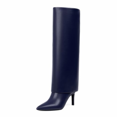 Image of VIUGJNEX Fold Over Boots for Women Fall Tall Knee High Boots