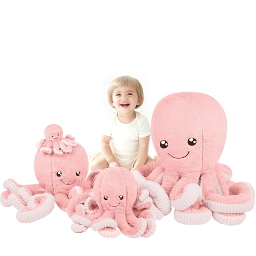 Image of DENTRUN Octopus Plush Toy, Cute Stuffed Animal in 5 Colors 4 Sizes for Gift | 7 /16 /24 /32 inch sizes, 5 vibrant colors, soft plush sea animal, giant gift for all ages, birthday /Xmas /Halloween