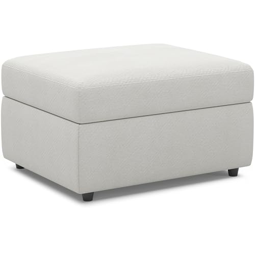 Belffin Velvet Ottoman Module with Storage for Modular Sectional Sofa Couch Large Cube Rectangular Ottoman Footrest, White Ottoman White
