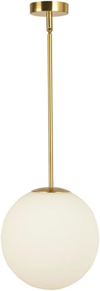 Lustre globe en verre dépoli blanc et métal doré pour îlot de cuisine