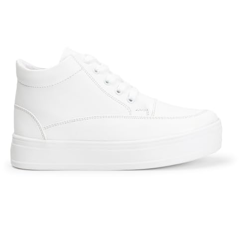 Image of Vendoz Women Hidden Heels White Shoes - 3 Inch Height Increase