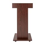 KUMOYOU Mobile Wooden Podium, Laptop Workstation Lectern with 4 Wheels, Hierarchical Presentation Stand for Classroom, Theatre, Church, Office (Brown)