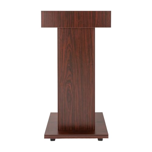 KUMOYOU Mobile Wooden Podium, Laptop Workstation Lectern with 4 Wheels, Hierarchical Presentation Stand for Classroom, Theatre, Church, Office (Brown)