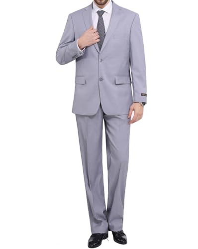 Men's 2 Piece Suits Classic Fit Premium 2 Button Suit Jacket and Pants Set for Business Wedding Wear4