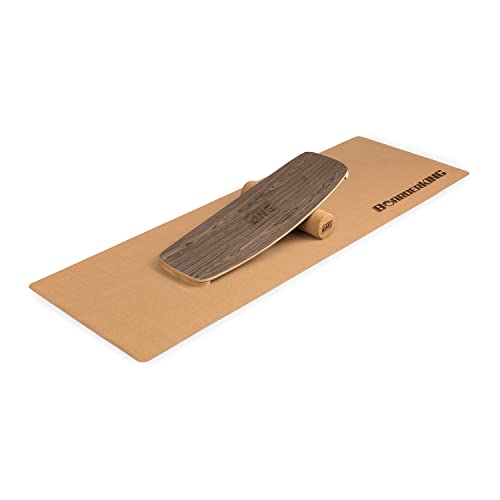 BoarderKING Indoorboard Curved Balance Board, Tabla de Equilibrio, Forma Tabla de Surf, Madera Arce, Esterilla y Rodillos de Corcho