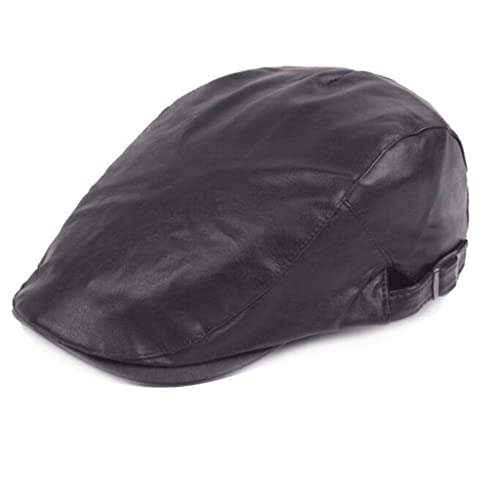 Hldeth Adjustable Driver Cap Retro Flat Hat Men Ladies Beret Leather British Boys Newsboy Cap (Color : B, Size : Adjustable) #TOP2