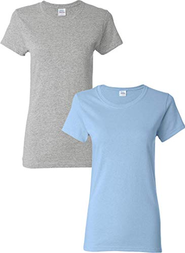Gildan Heavy Cotton Ladies' T-Shirt, 2-Pack XL-Sport Grey-LightBlue