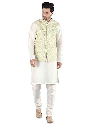 Image of Uri and MacKenzie Men's Silk Blend Kurta Pajama with Designer Ethnic Nehru Jacket /Modi Jacket