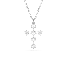 Swarovski Insigne pendant, Round cut, Cross, Clear, Rhodium Finished