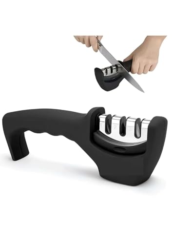 Image of Stainless Steel Chef Knife Set Meat Professional Knife with Sharp Blade with Ergonomic Handle Sharp Manual Sharpening Knives for Home Kitchen (Black s)