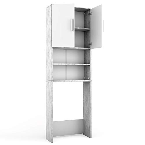 Vicco Armario para Lavadora, Hormigón/Blanco, 64 x 190 cm