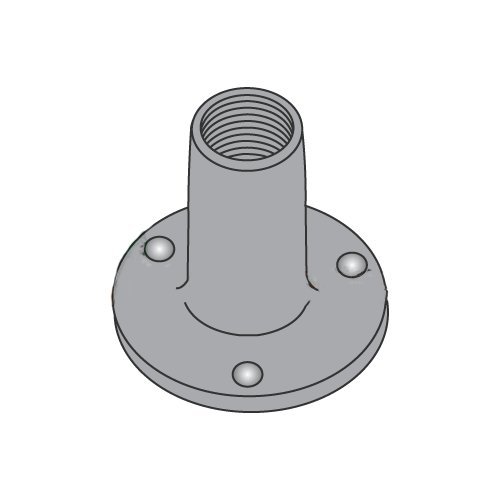 8-32 Round Base Weld Nuts / 3 Projections/Steel/Plain / 1/4