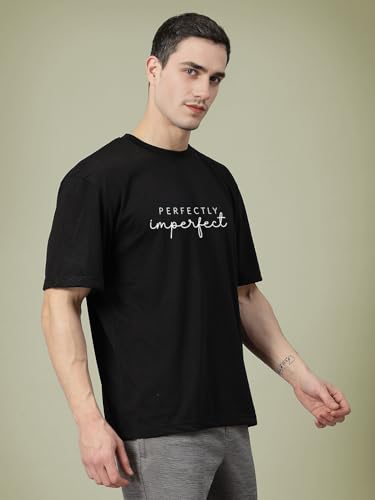 Image of CHKOKKO Mens Polyester Stylish Oversized T Shirt for Daily & Casual Wear Printed Design with Drop Shoulder & Half Sleeves
