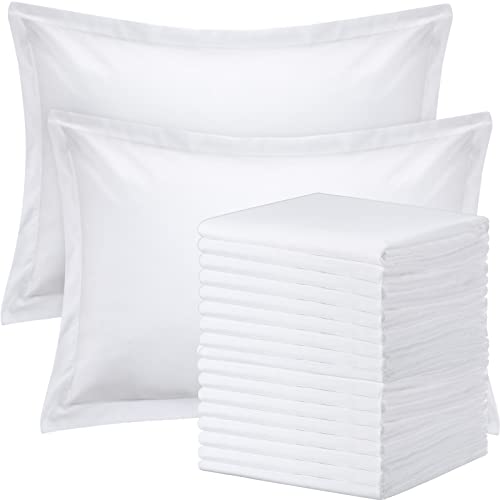 Shimeyao 24 Pcs Pillow Cases Bulk Standard Bedding Protectors Soft Microfiber Breathable Pillow Covers with Envelope Closure for Home Hotel Camp(20 x 26 Inch,White)