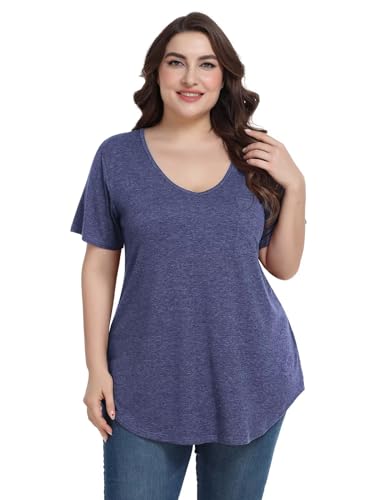 Image of BELAROI Women Plus Size Tops V-Neck Tunics Shirts