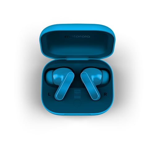 Fone de ouvido Sem Fio Bluetooth Motorola Moto Buds Bass Cancelamento de Ruído Ativo, Som espacial e até 43h de bateria - Azul