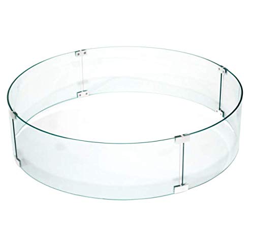 AMS Fireplace | Fire Pit Table Round Glass Wind Guard 10" High 3/8" Thick | 42"