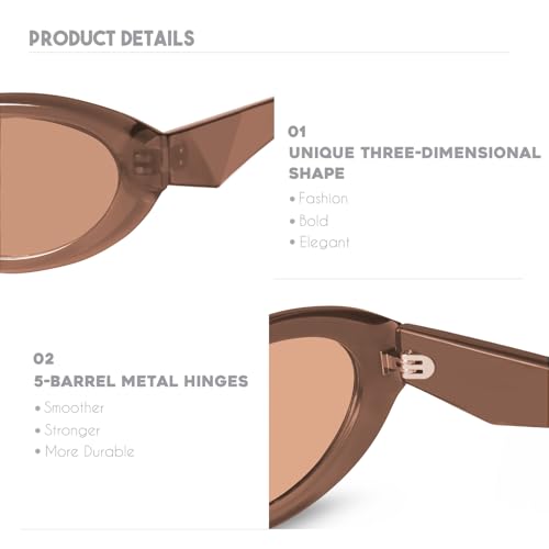 Image of mosanana Oval Cat Eye Sunglasses for Women Retro Y2K Style MS52372
