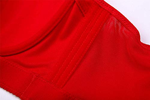 Women Plus Size Underwire Bra Push Up Smoothing Back Everyday Bra Red 40D, Asian Tag 44/100 #TOP2
