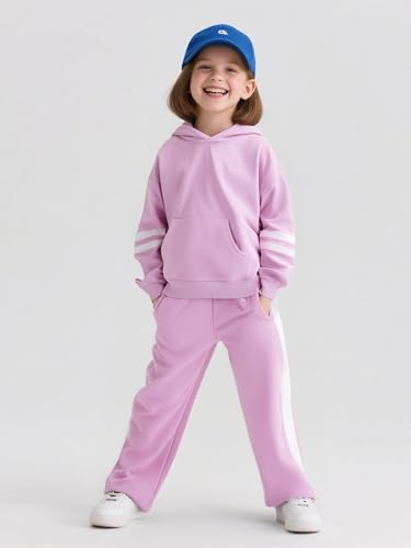 Image of 2025 Girls Sweatsuit Set Cute Hooded Sweatshirt & Jogger Pants with Pocket Casual Outfuts Set