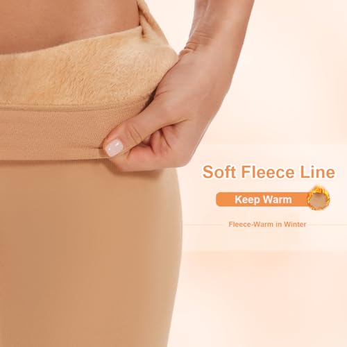 Image of DUCMODA Fleece Lined Tights for Women, Warm Thermal Winter Pantyhose, Soft Opaque Thick Leggings