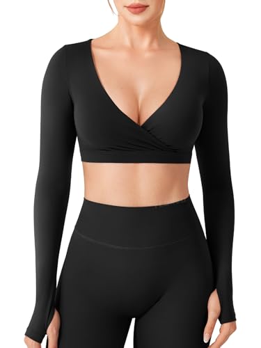 Amazon.com: YEOREO CoreFlex Women Workout Long Sleeve Crop Tops