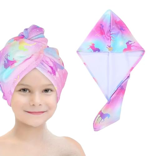 NHQZ Toallas de microfibra para el cabello con botones, diseño de unicornio, 1 pieza