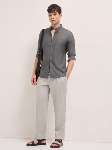 Image of THE BEAR HOUSE Men's Blue Slim Fit Cotton Checkered Shirt