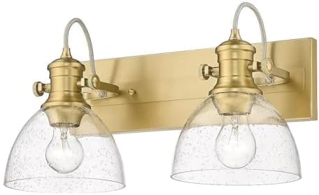 Golden Lighting Hines 2-Light Vanity Light in Brushed Champagne Bronze and Seeded Glass