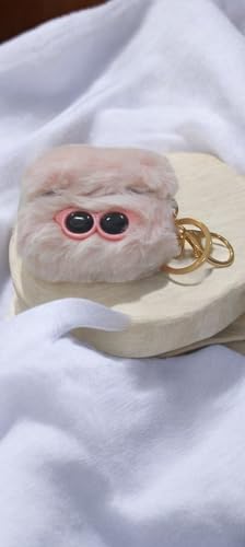 Image of SE HUB Airpods Pro 2 Case Cover Keychain for 2Nd Generation Fur Eye Design Shock Proof 360-degree Protection Case Cover Soft Skin Silicone Compatible 3D Design Headphones Case (Instagram)- Pink