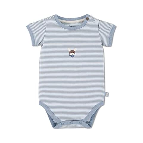 Sterntaler Kleinkind Jungen Baby Body GOTS Emmi Body - Body Baby, Baby Wickelbody - aus geringeltem Jersey mit Esel Print - bleu, 86 Cover
