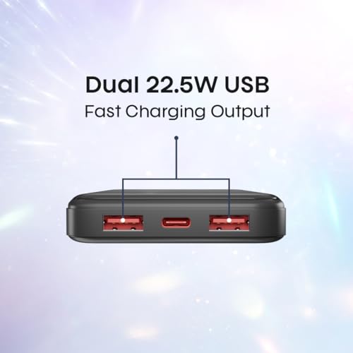 Image of JUICE OJP1003 Portable Charger | Slimmest 10000mAh 5V /3A Power Bank | Input Type-C, USB Output High-Speed Charging Wireless Power Bank | External Phone Power Bank Compatible with iPhone (Black)