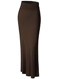 MBJ WB296 Womens Lightweight Floor Length Maxi Skirt L Brown