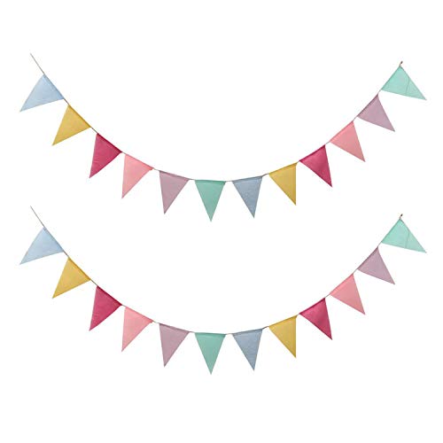 Gxhong 24pcs Guirnalda Banderas Banderines Arpillera de Imitación Pancarta, Triángulo Decoración Colgante...